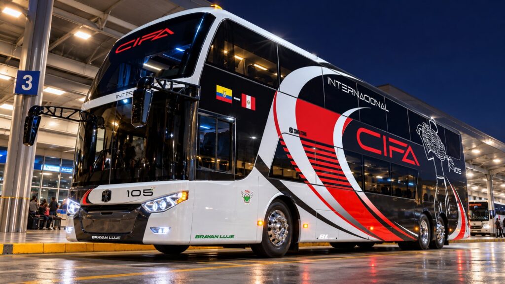 Autobús doble piso de CIFA Internacional en terminal